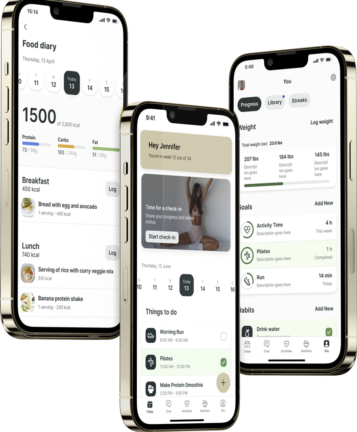 A mockup of the coaching app showcasing the features.